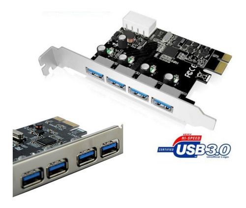 Placa Pci Express X1 Usb 3.0 4 Portas