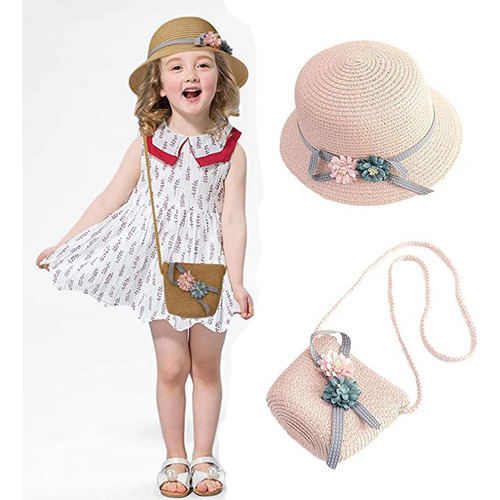 Ss Sroje 2 Unids/set Niñas Verano Playa Paja Flor Sombreros