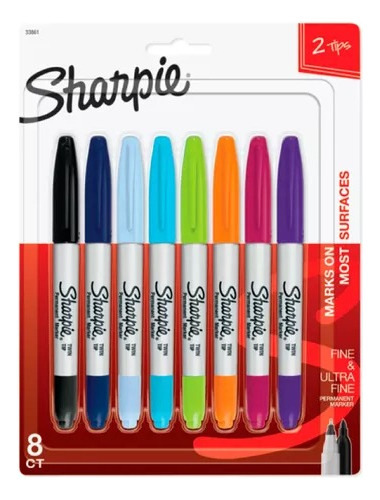 Marcadores Sharpie Twin Doble Punta 8 Colores