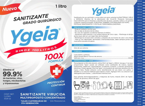 Sanitizante 12 Litros En Envases De 1 Litro C/u Rinde 100l