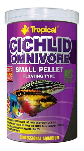 Tropical Ração Para Peixe Cichlid Omnivore Small Pellet 360g