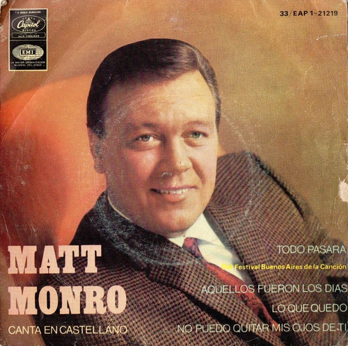 Matt Monro Canta En Castellano ( Simple ) 7'' (Usado)