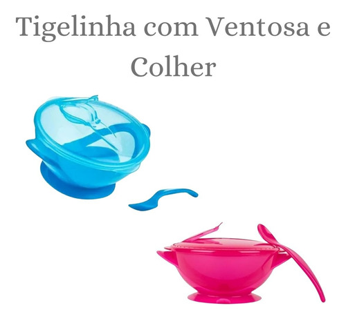 Tigela Potinho Com Ventosa E Colher De Bebê Infantil 