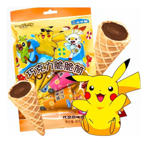 Pack X 5 Cucurucho Pokemon Rellena Con Galletita Crema/choco