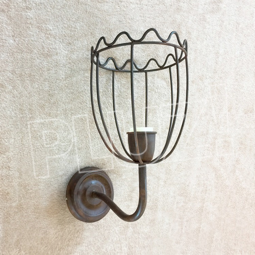 Imagen 3 de 7 de Aplique Pared Pantalla Extra Mini 1 Luz Jaula Hierro Óxido