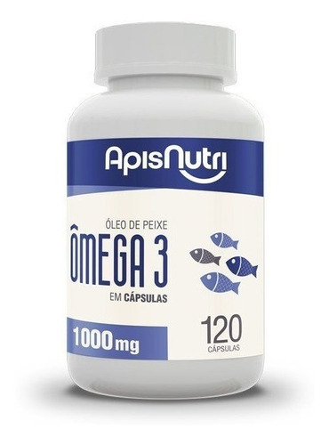 Ômega 3 Óleo De Peixe 1000mg Apisnutri 120 Cápsulas Saúde ++ Sabor Sem Sabor