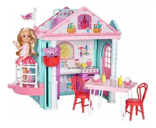 Barbie Chelsea Muñeca + Casa Con Ascensor Y 10 Accesorios