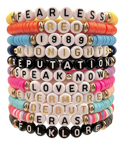 Pulsera Colorida Con Cuentas De Arcilla, Alfabeto En Capas