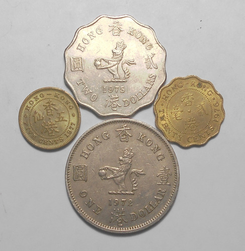 Hong Kong Valioso Lote De 4 Monedas Década De 1970