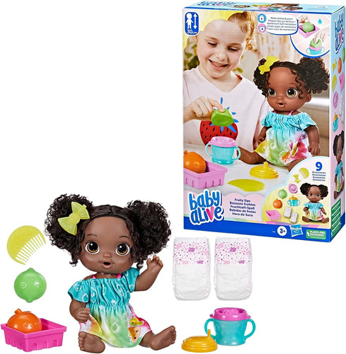 Boneca Baby Alive Bebê F7358 Hora Do Suco Limão Com Cabelos Pretos Hasbro