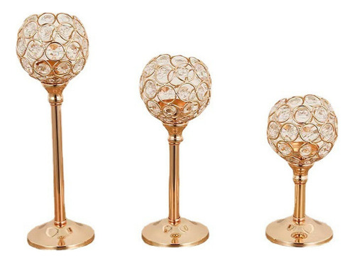 Candelabros De Soporte De Vela De Té De 3 Mosaicos Dorados