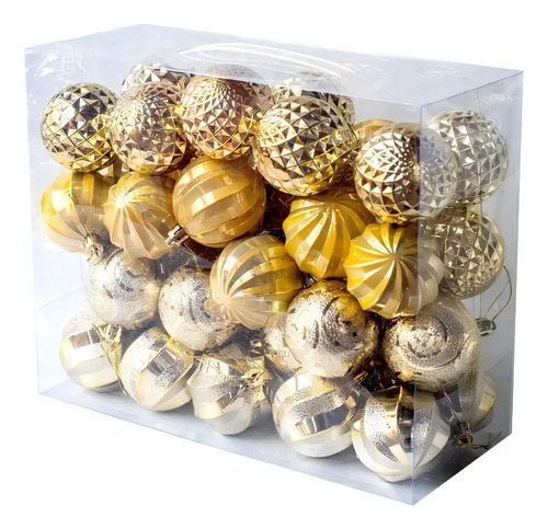 Bolas De Navidad 6cm Adornos Arbol Navideños Valija X 40 Color Dorado