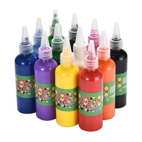 Pintura Multicolor Niños, Set De 12, Botella Transpare...