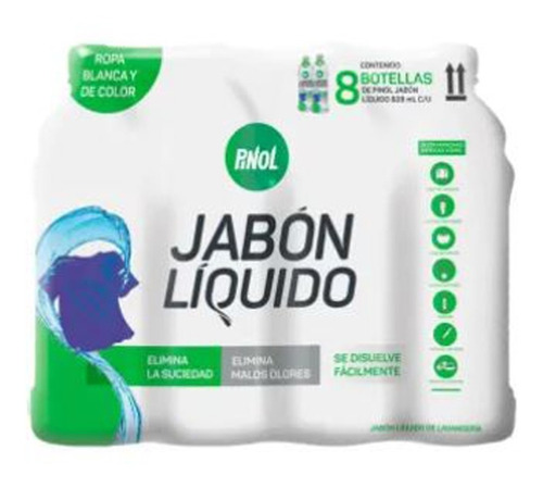 Jabón Líquido Pinol 8 Pzas De 828 Ml C/u Elimina Olores!