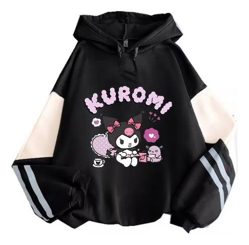 Sudadera Con Diseño Empalme Y Estampado Moda Kuromi Leyendo