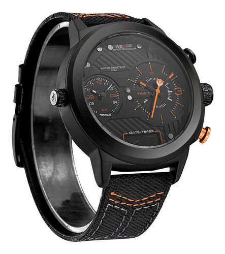 Relógio Masculino Weide Anadigi Wh6405b - Preto E Laranja