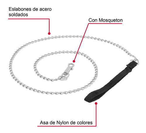 Imagen 2 de 5 de Cadena De Paseo Paseador Con Nylon Para Perros 4 Mm X 1.2mt
