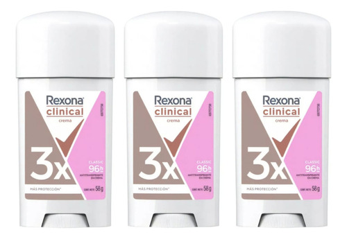 Rexona Clinical Antitranspirante Creme Classic 58g Kit C/3