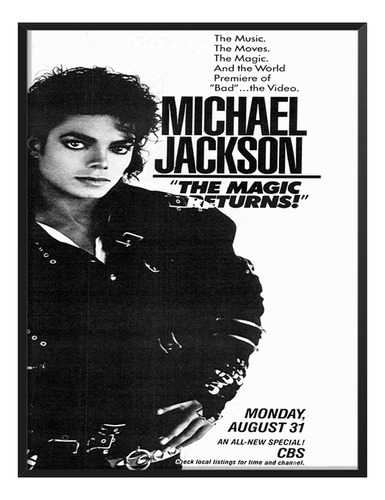 Cuadro Cartel Michael Jackson B/n Magic Sala C/ Marco