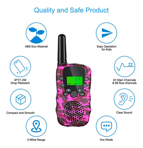 Walkie Talkies 2 Radios Rosa Camu Regalo Navidad 94