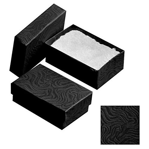 25 Caja Regalo Carton Relleno Algodon Color Negro Mate 3.5 X