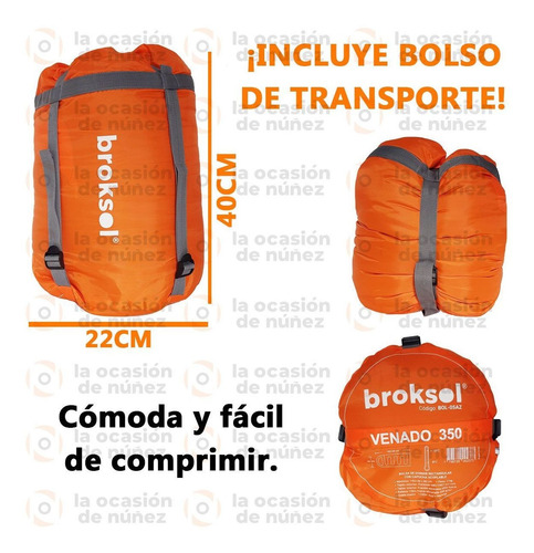 Bolsa De Dormir Broksol Venado 350 Camping Termica -8° Carpa
