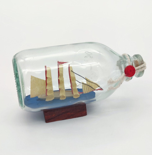 Figura Decorativa Mini Barco En Botella Velero 19x8x5cm