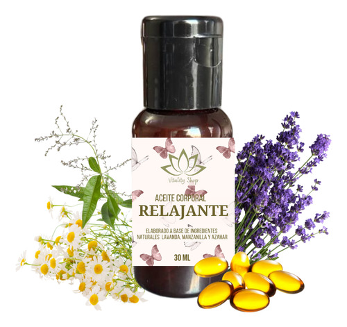 Aceite Orgánico Corporal Relajante Para Masaje Vitamine 30ml