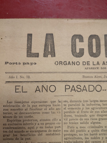 La Concordia: Órgano De La Asociación Del Trabajo. 1919