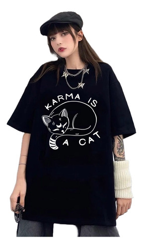 Remera Unisex Algodón - Taylor Swift Karma Is A Cat