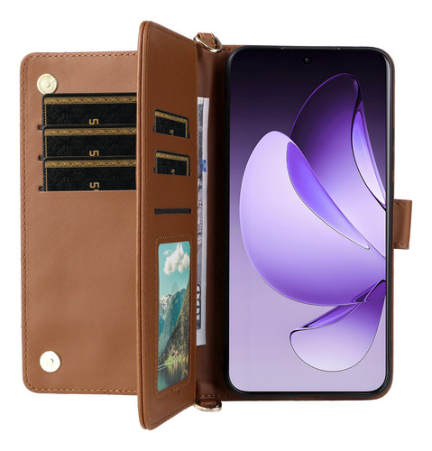 Funda Para Oppo F21 Pro 4g/reno7 4g/reno8 4g Con Tapa Tipo Cartera Con Correas Para Hombro Y Muñeca Y Soporte Con