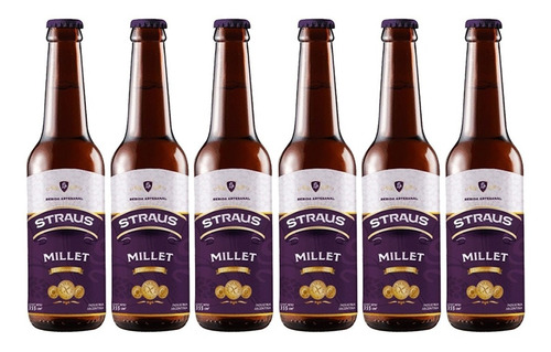 Cerveza Artesanal Straus Millet 330 Ml Sin Tacc Pack X 6