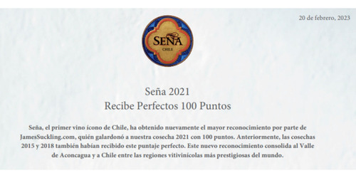 Vino Seña 100 Puntos Perfecto Ensamblaje Icono Ultra Premium