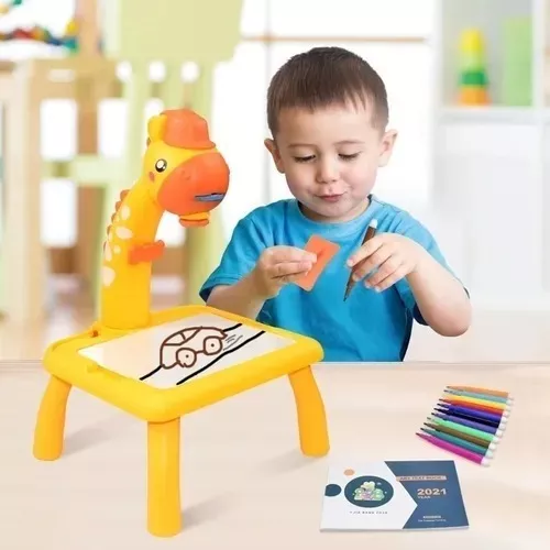 Mesa projetor infantil de desenho dinossauro (rosa)