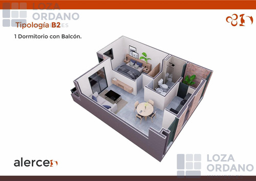 Departamento En  Venta 1 Dormitorio Con Balcon En Pozo Alberdi