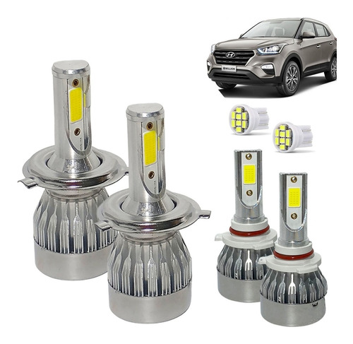 Kit Super Led Creta 1.6 Farol Alto Baixo Milha 20000 Lumens