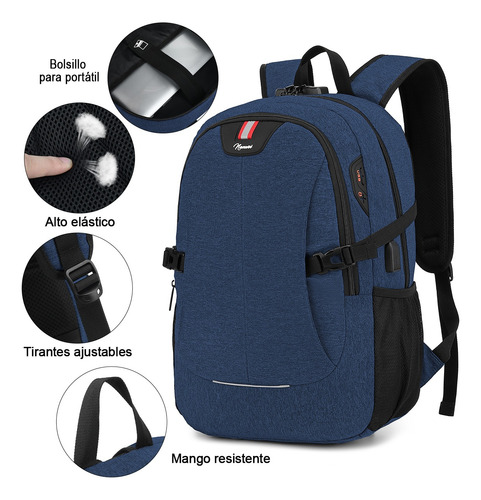 Mochila Antirrobo De 15.6 Pulgadas De Carga Usb Para Portáti
