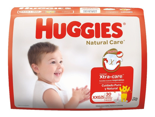 Imagen 2 de 3 de Pañales Para Bebe Huggies Natural Care Talla Xxg 30 Und