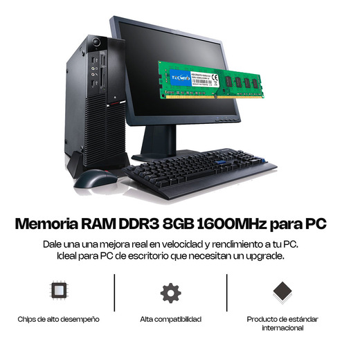 Memoria Ram Ddr3 8gb 1600 Mhz Para Escritorio Udimm