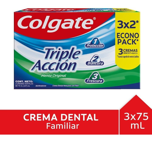Pasta Dental Colgate Triple Acción 3 Un De 75 G