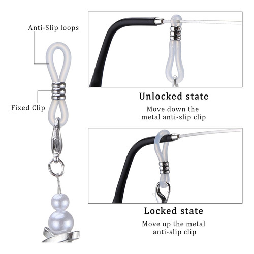 Cadena Para Gafas Ocr Con Perlas Blanco