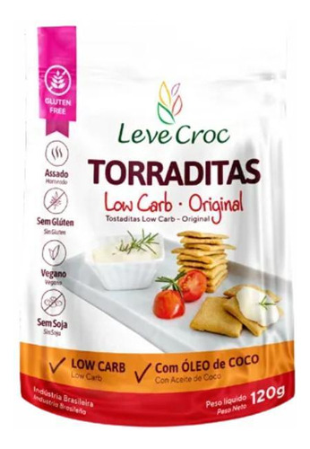 Kit 2x: Biscoito Torradita Original Low Carb Leve Crock 120g