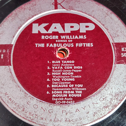 Sin Tapa Disco Roger Williams The Fabulous Fifties Cl0