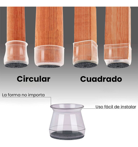Protectores De Suelo Para Patas De Sillas Silicona Y Fieltro Caja X1 Antideslizante Proteccion Suelos Evita Rayones Ruidos Accesorios Para Muebles Hogar Otec