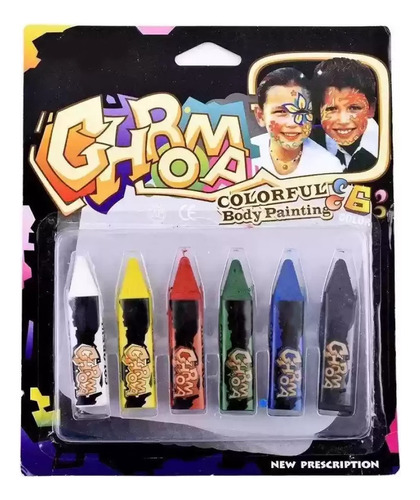 Set Maquillaje Artistico X6 Colores Infantil En Lapiz Crayon