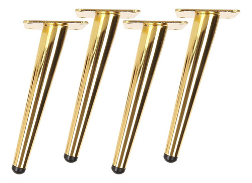 4 Pcs De Patas Mueble 10  Inclinadas De Metal Cónico Dorado