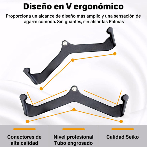 Set 7 Agarres Gimnasio Poleas Barras Bíceps Tríceps