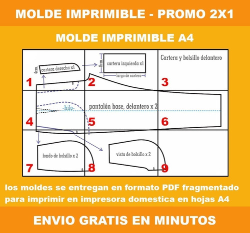 Imagen 3 de 3 de Molde Imprimible Patron Ropa Buzo Hoodie Oversize Mujer 2x1