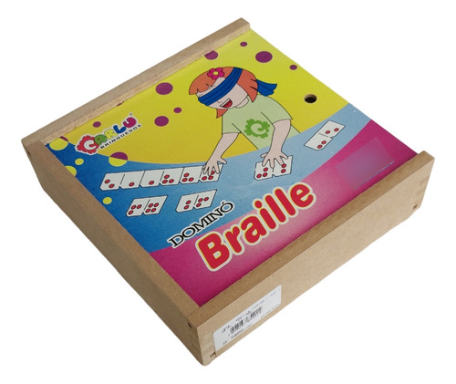 Dominó Em Braille Madeira Caixa Com Tampa Inclusão Educativo
