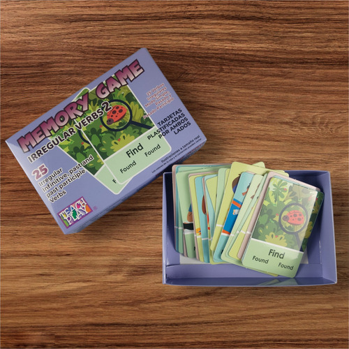 Juego De Memoria Para Niños Y Adolescentes De 25 Verbos Irregulares En Inglés | Incluye Forma Simple, Pasado Y Pasado Participio | Juegos Para Aprender Inglés | Memory Game English Irregular Verbs 2